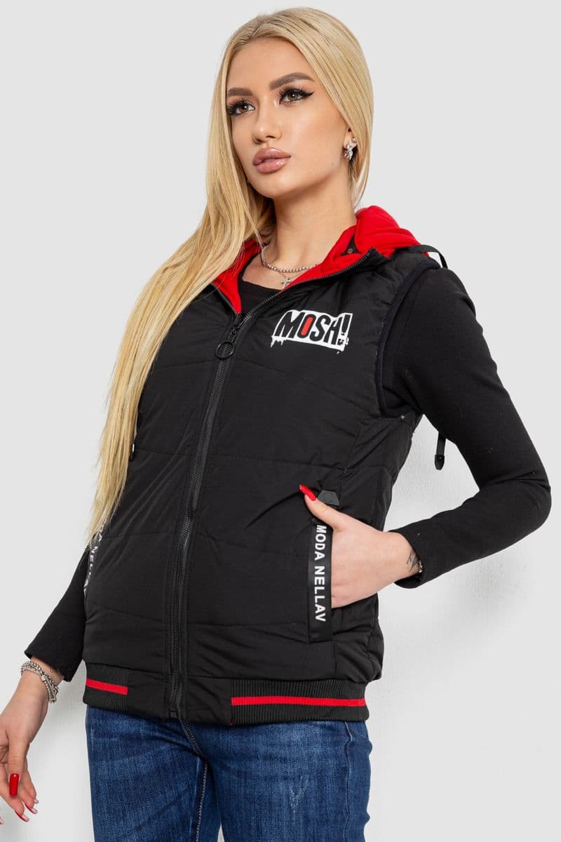 Жилет жіночий двосторонній, колір чорно-червоний, 244R20166 - зображення 1