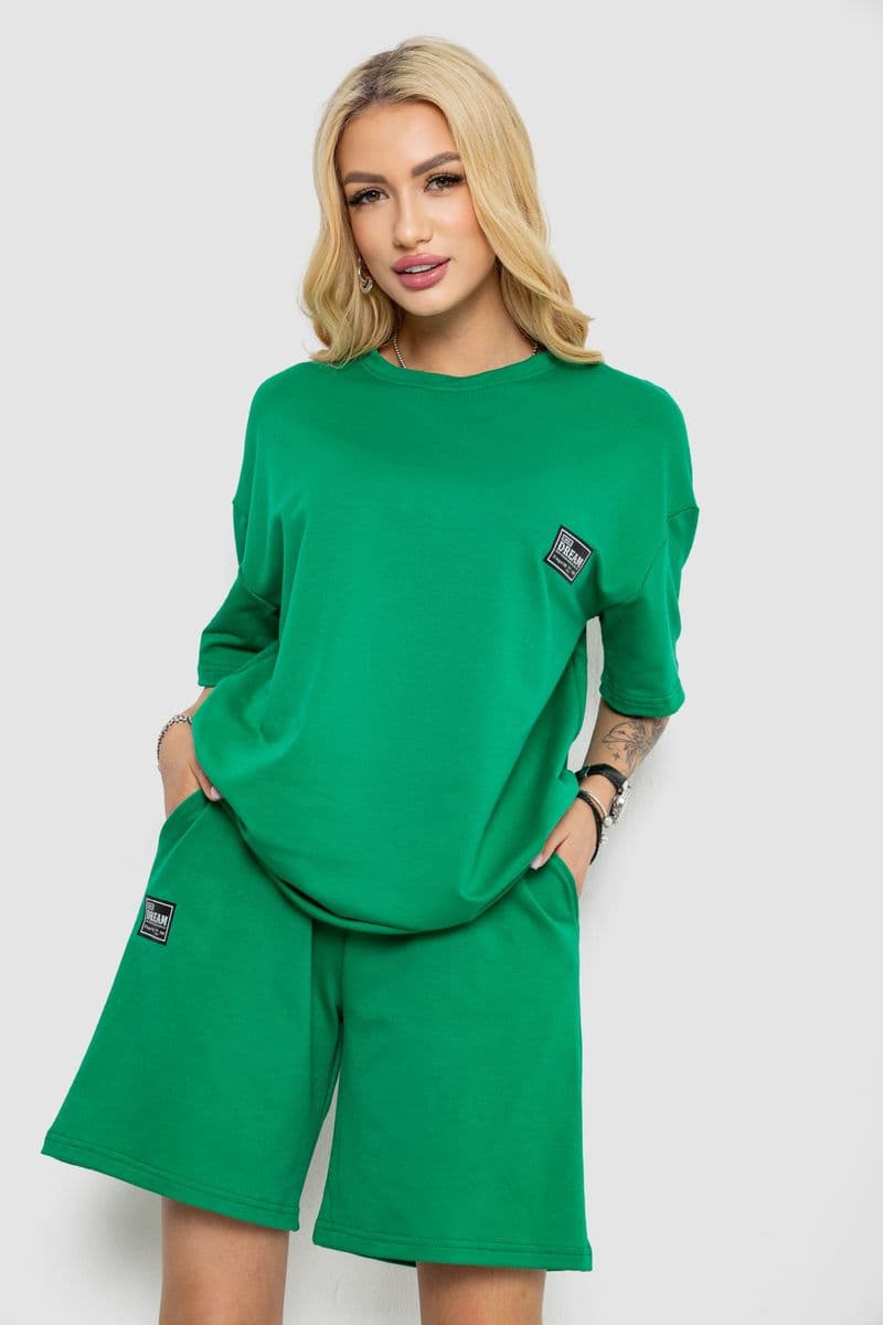 Костюм жіночий повсякденний, колір зелений, 241R5004 - зображення 1