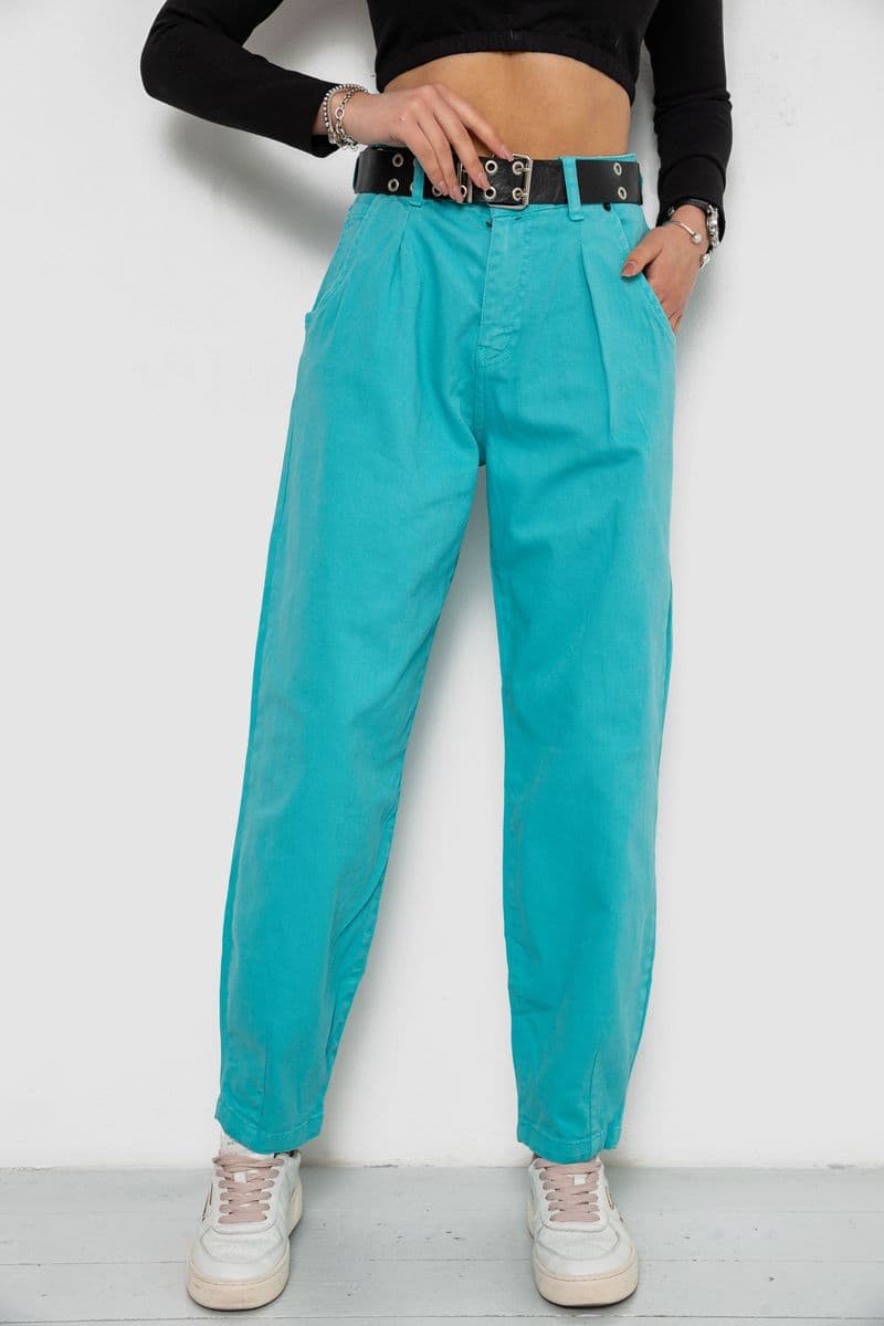 Джинси жіночі балони, колір бірюзовий, 250R00276 - зображення 1