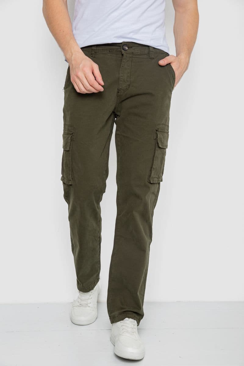 Штани чоловічі з кишенями, колір хакі, 244R2072 - зображення 1