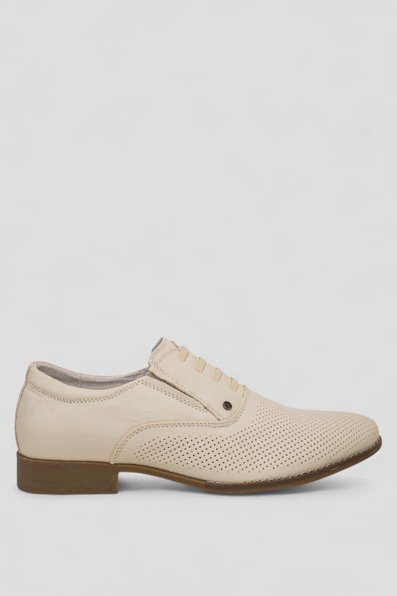 Туфлі чоловічі з перфорацією, колір бежевий, 243RC1595 - зображення 1