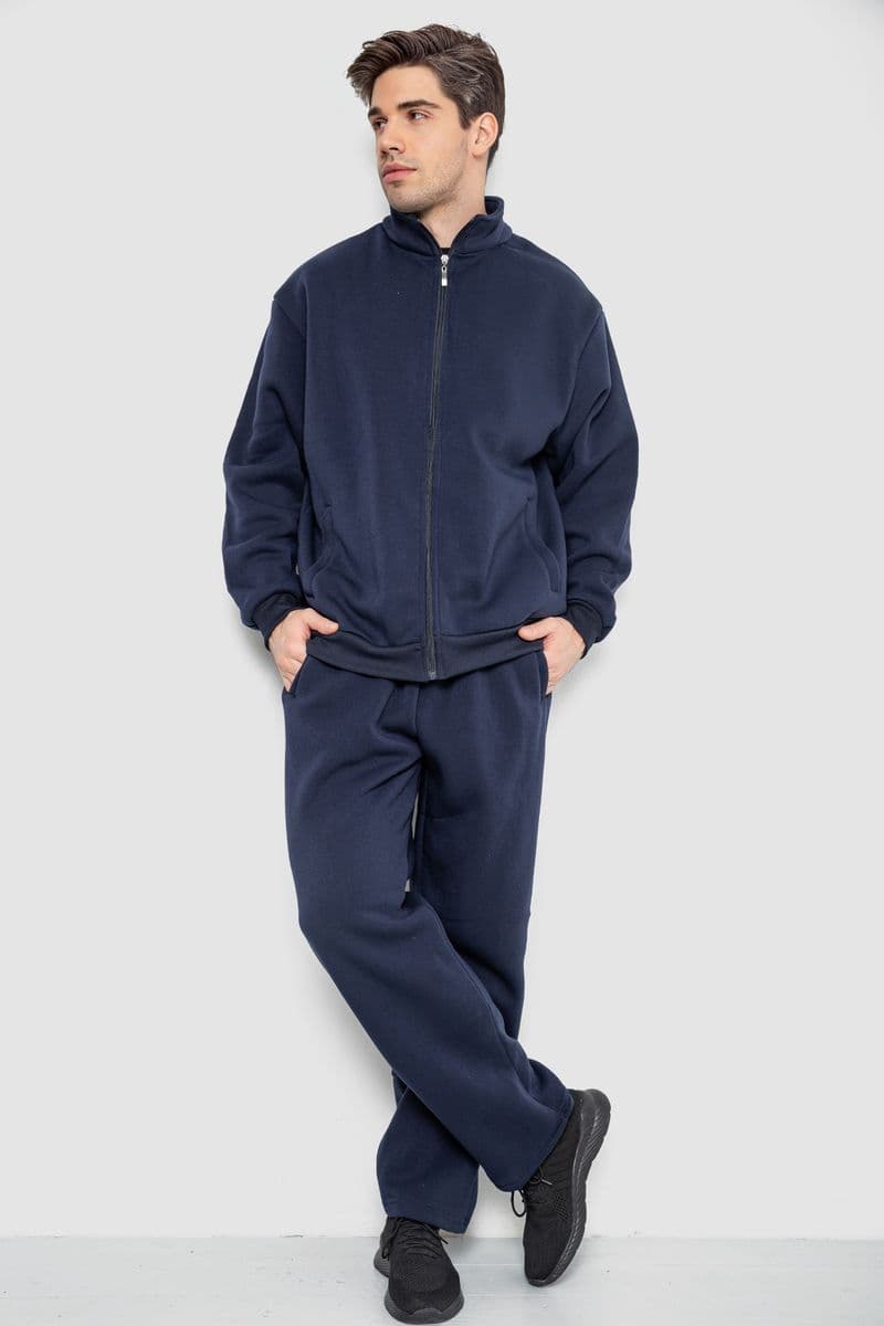 Спортивний костюм чоловічий на флісі, колір темно-синій, 244R981-LH - зображення 1