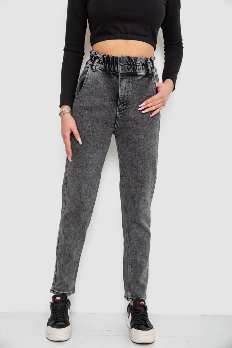 Джинси жіночі МОМ, колір темно-сірий, 244R3295 - зображення 1