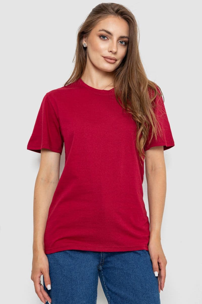 Футболка жіноча однотонна, колір бордовий, 238R112 - зображення 1