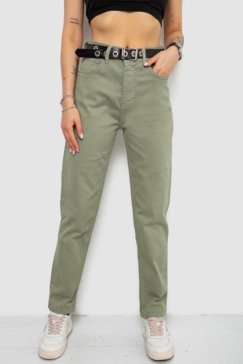 Джинси жіночі MOM, колір оливковий, 182R00296 - зображення 1
