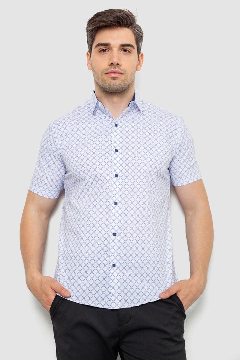 Сорочка чоловіча з принтом, колір білий, 214R7330 - зображення 1