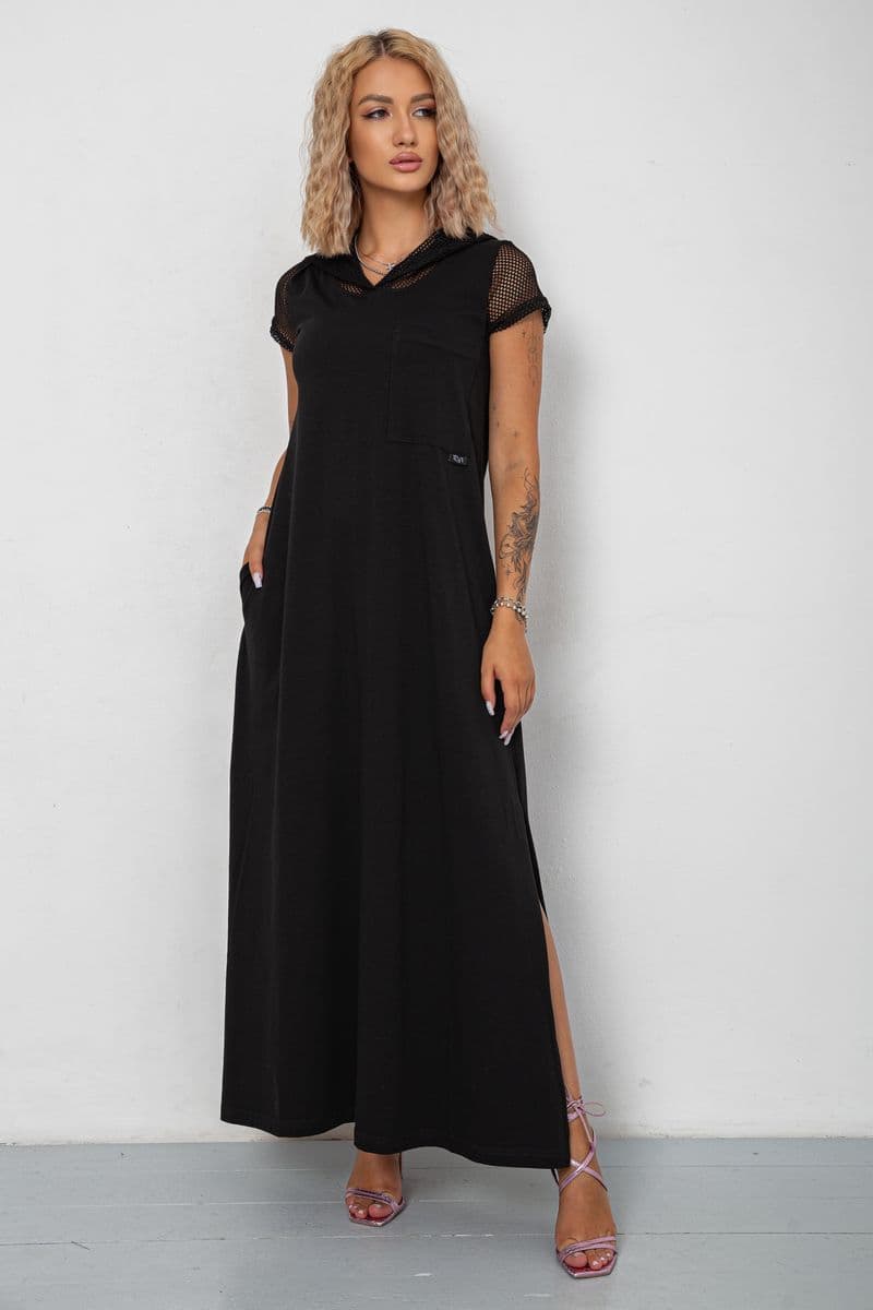 Сукня з капюшоном, колір чорний, 102R5261 - зображення 1