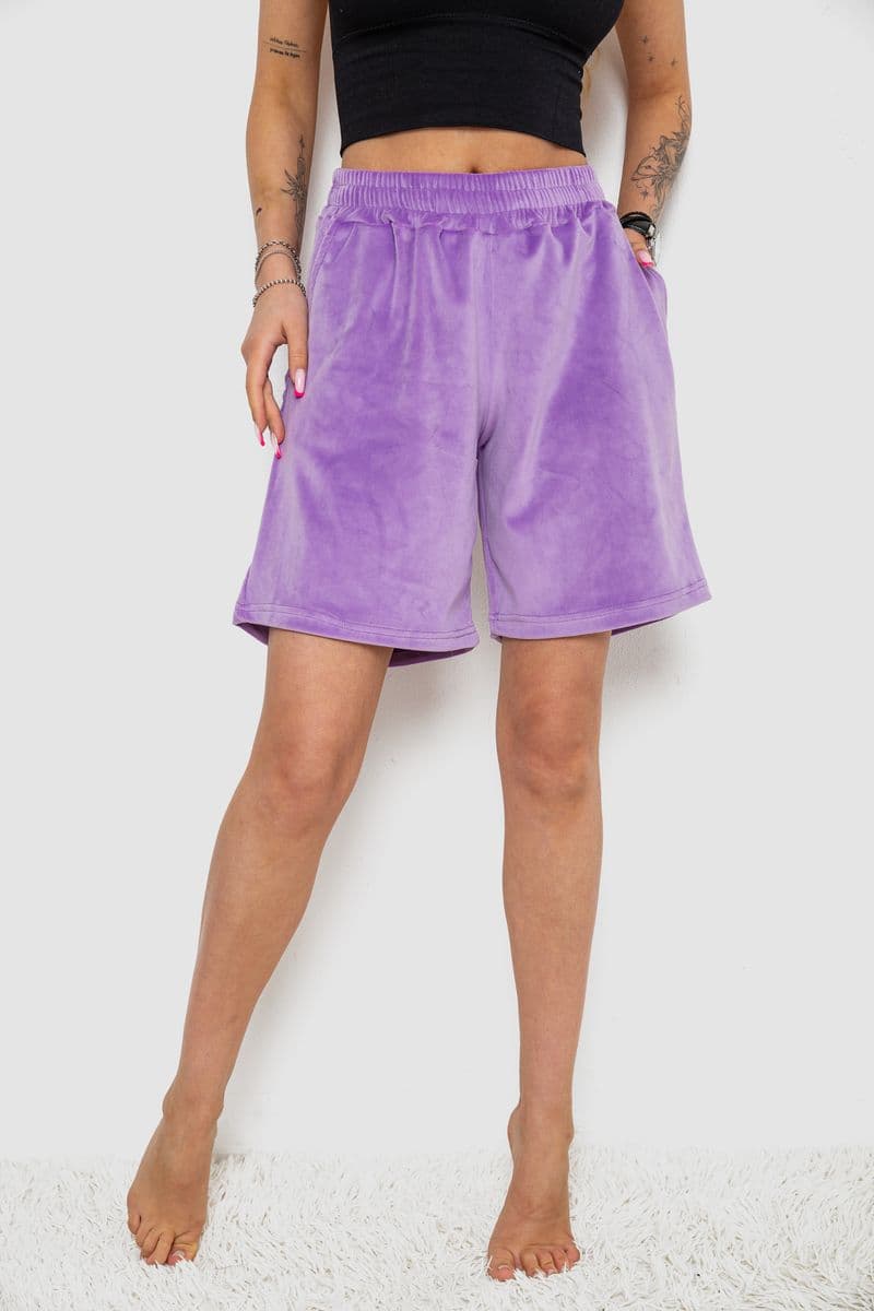 Шорти жіночі велюрові, колір бузковий, 238R106 - зображення 1