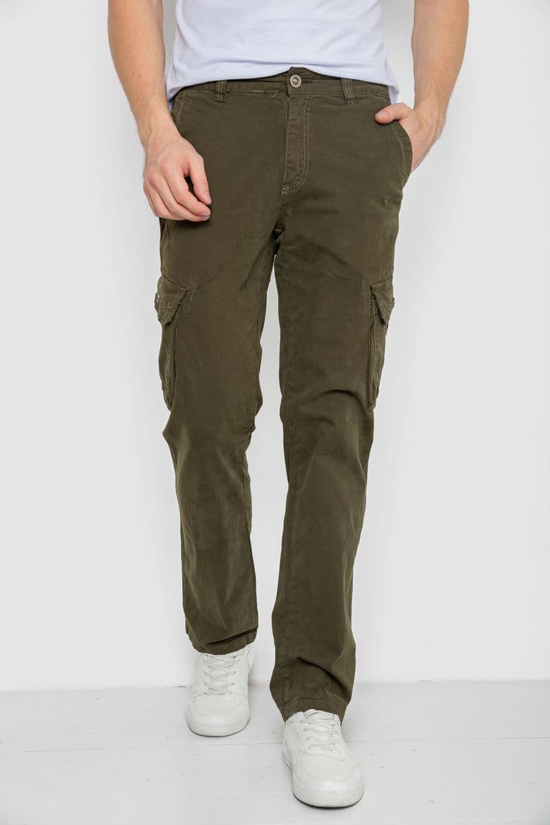 Штани чоловічі з кишенями, колір хакі, 244R2078 - зображення 1
