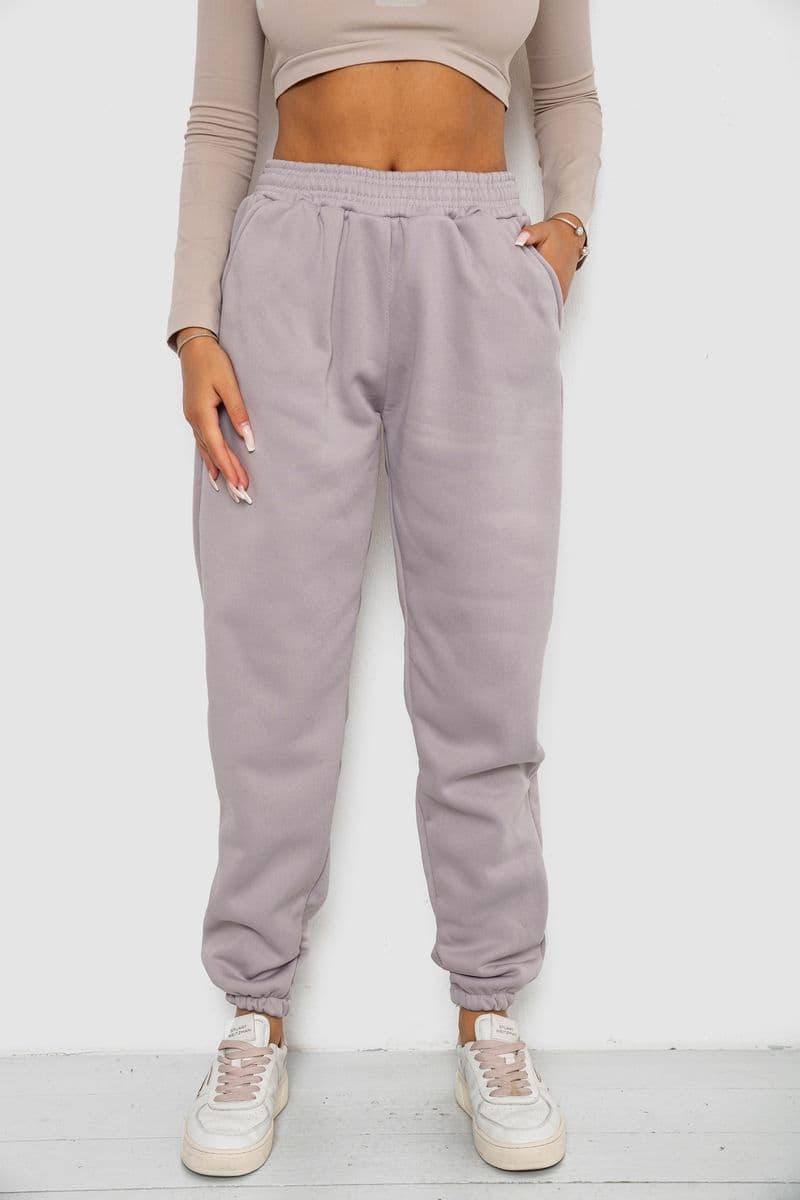 Спортивні штани жіночі на флісі, колір світло-сірий, 238R58671 - зображення 1