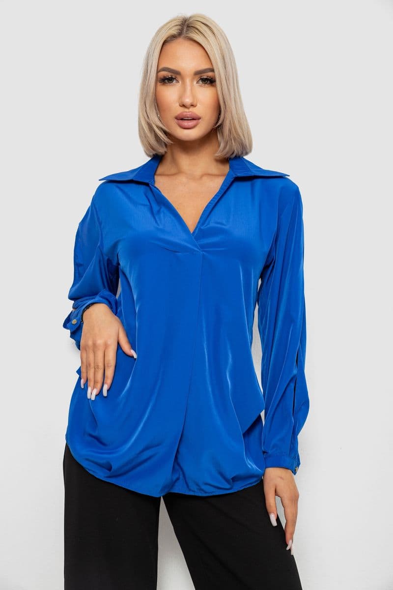 Блуза однотонна, колір електрик, 230R1162 - зображення 1