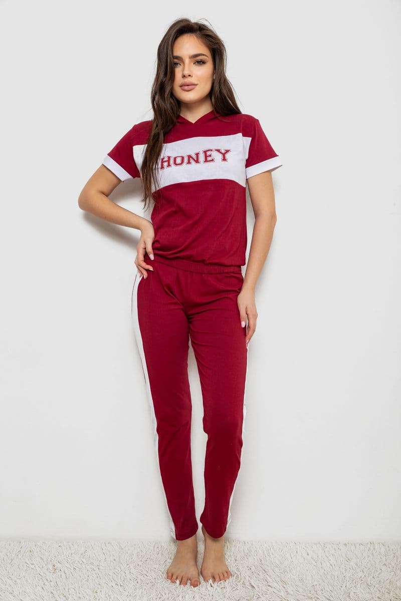 Піжама жіноча, колір бордовий, 243R1488-006 - зображення 1
