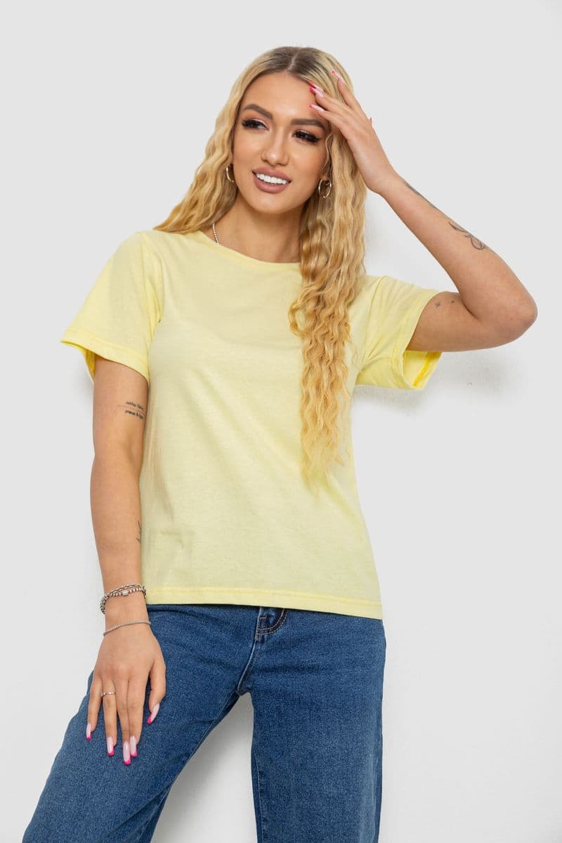 Футболка жіноча однотонна, колір лимонний, 238R111 - зображення 1