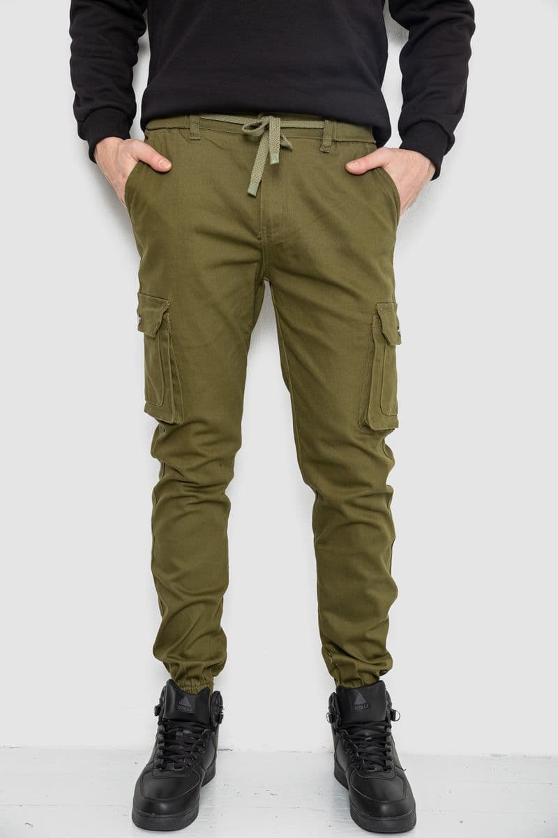 Штани чоловічі з кишенями, колір хакі, 243R8075 - зображення 1