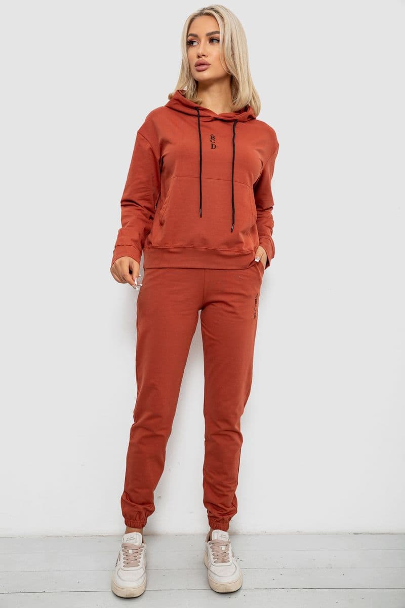 Спортивний костюм жіночий двонитка, колір теракотовий, 214R1419-001 - зображення 1