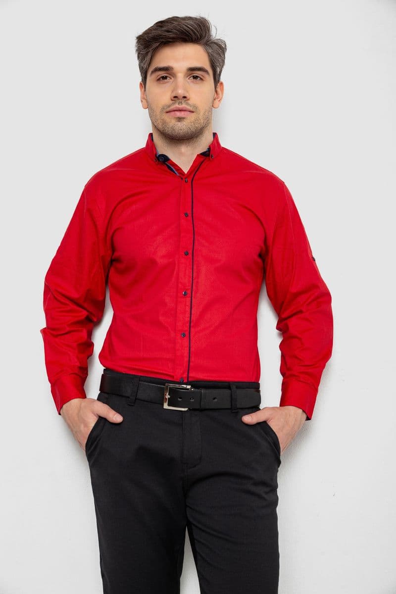 Сорочка чоловіча з довгим рукавом, колір червоний, 214R16111 - зображення 1
