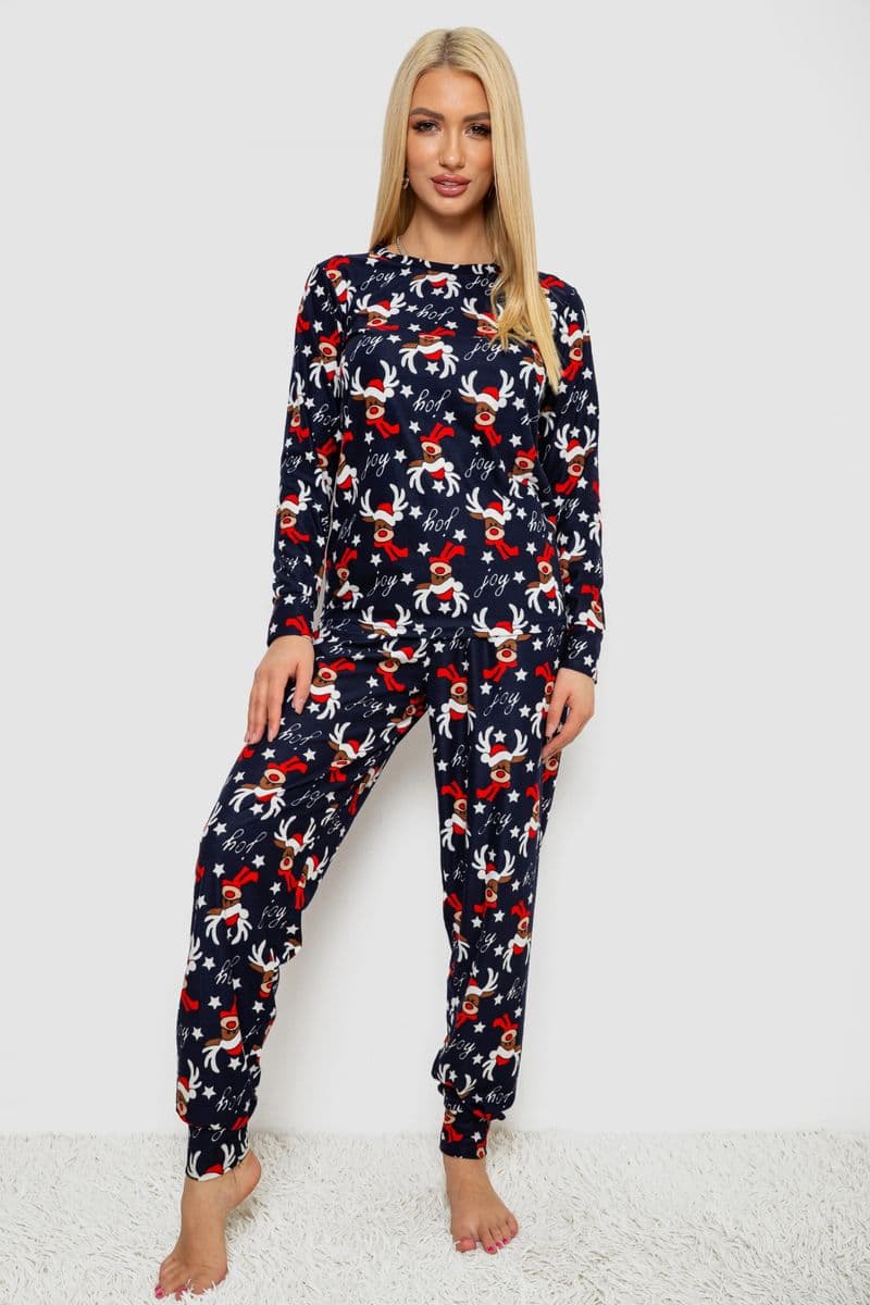 Піжама жіноча з принтом, колір темно-синій, 238R5658 - зображення 1