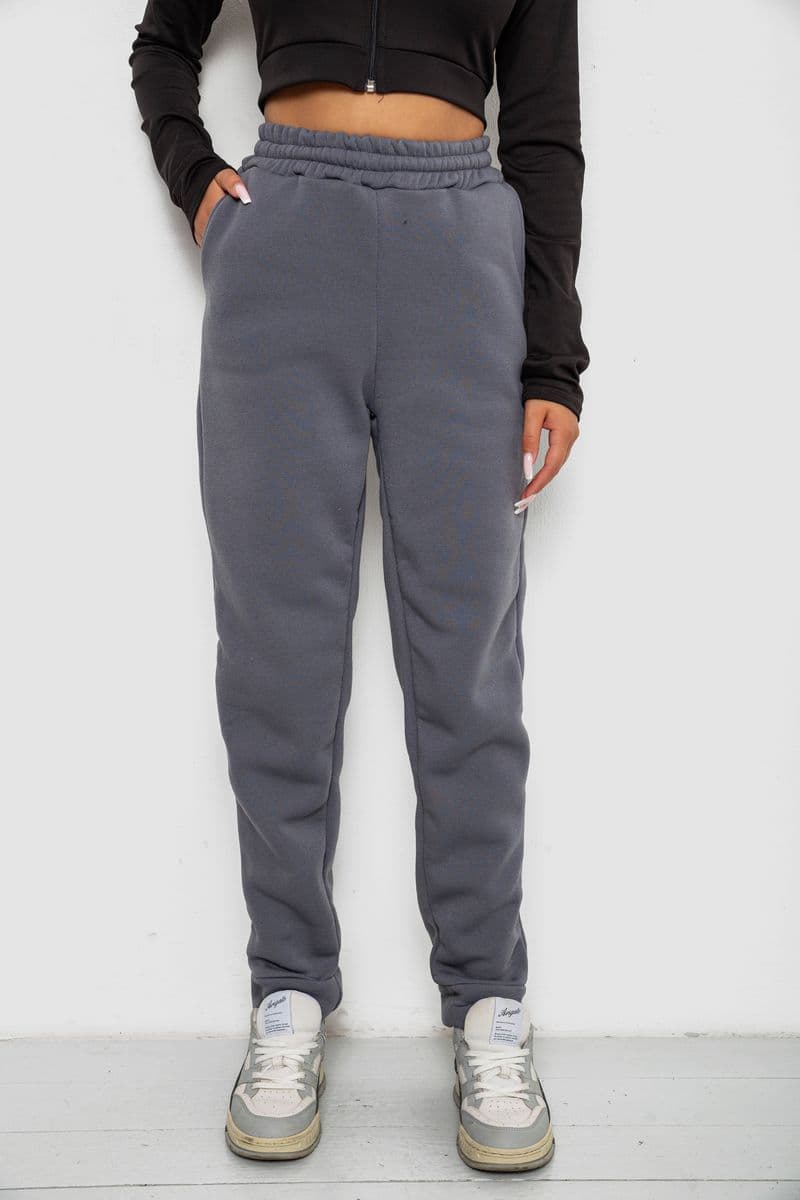 Спортивні штани жіночі на флісі, колір темно-сірий, 238R58641-1 - зображення 1