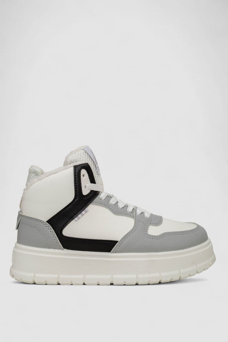 Кросівки жіночі зимові на хутрі, колір сіро-білий, 248RMB09 - зображення 1