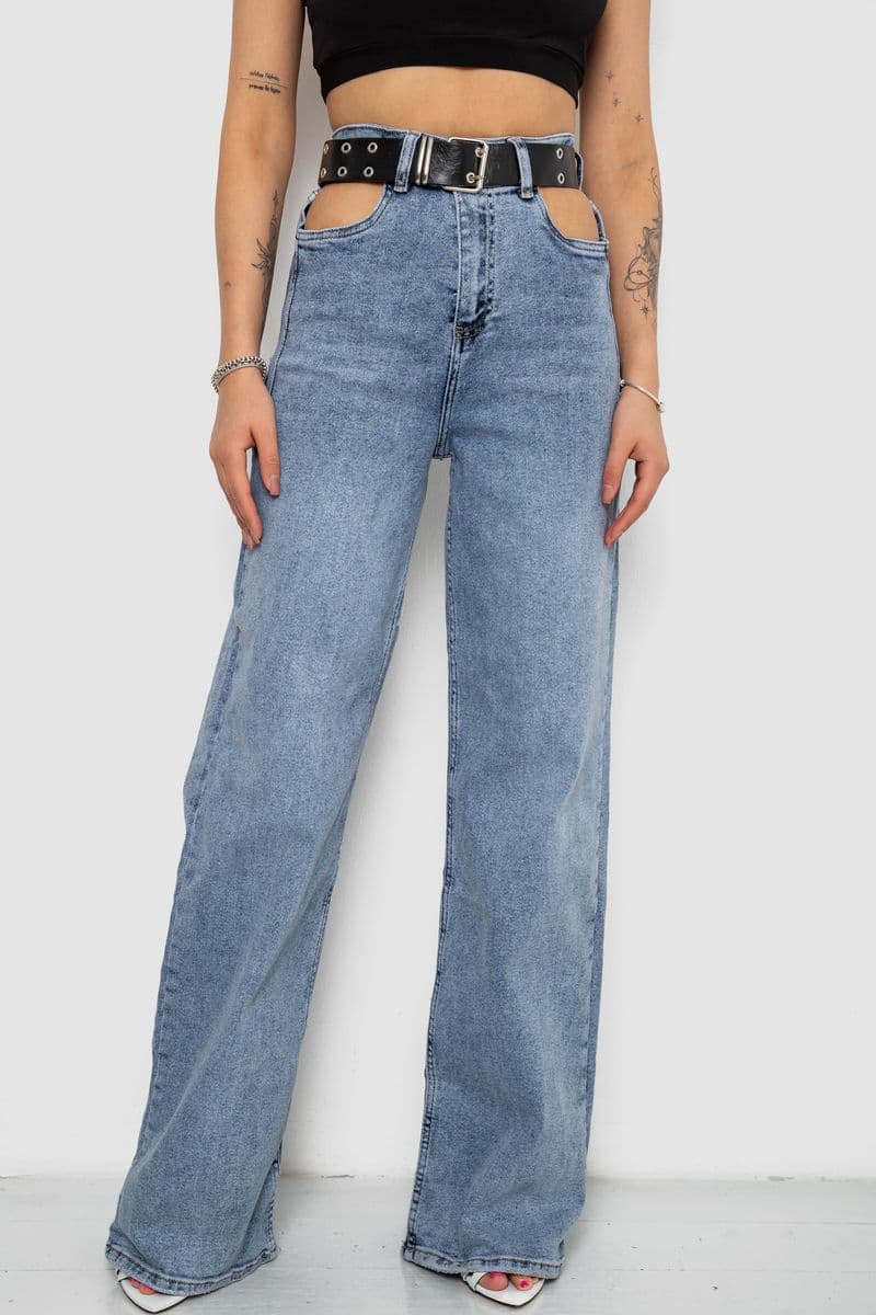 Джинси жіночі вільного крою стрейч, колір блакитний, 244R0202 - зображення 1