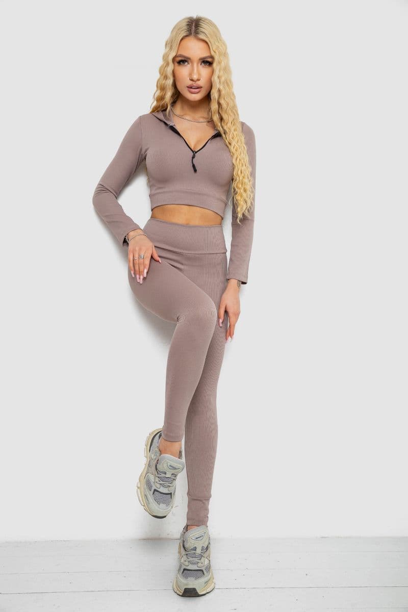 Костюм жіночий в рубчик, колір мокко, 221R3320 - зображення 1