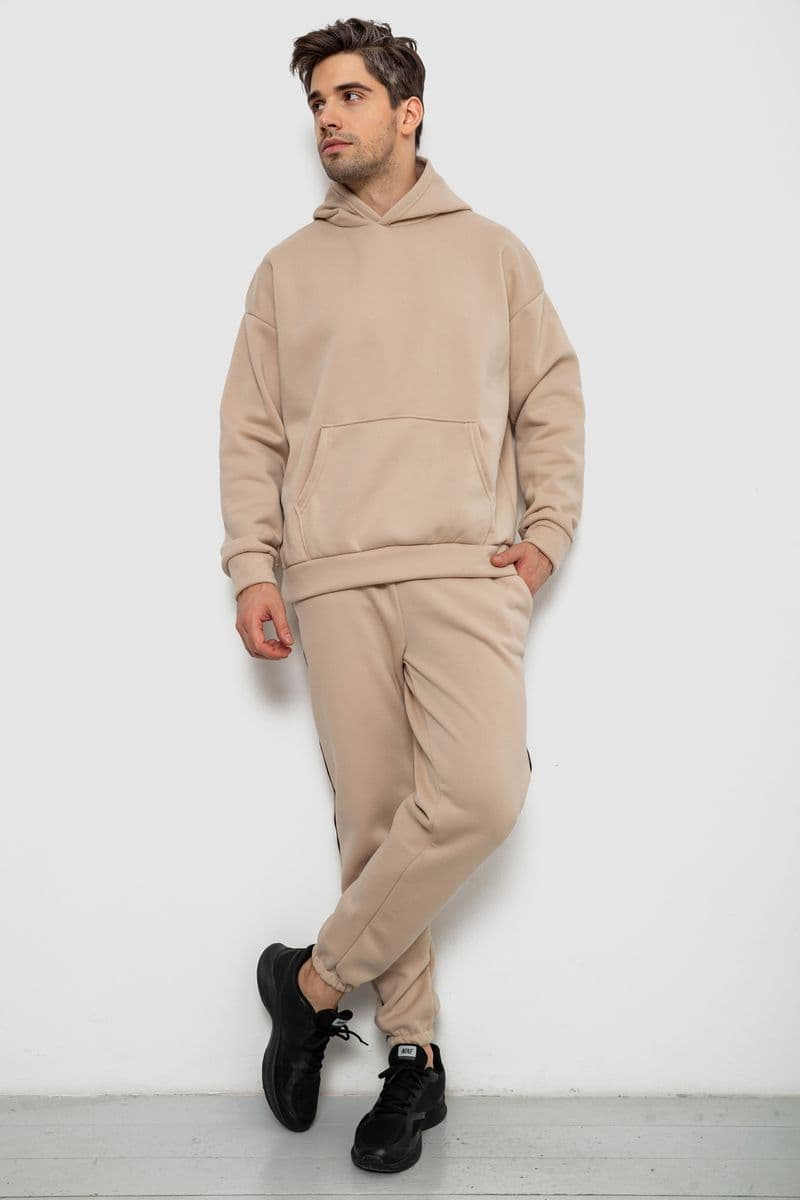 Спортивний костюм чоловічий на флісі, колір бежевий, 238R58573 - зображення 1