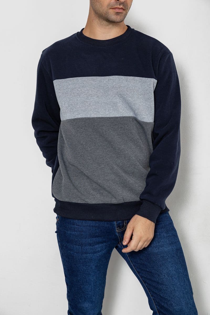 Батник чоловічий на флісі, колір синьо-сірий, 244R2349 - зображення 1