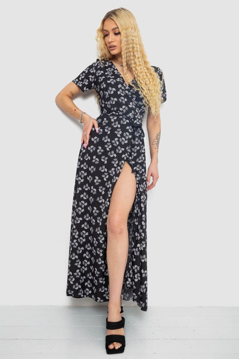 Сарафан принтом, колір чорно-білий, 241R174 - зображення 1