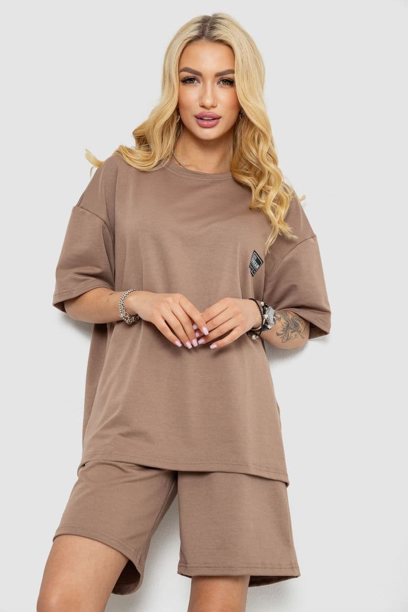 Костюм жіночий повсякденний, колір темно-бежевий, 241R5004 - зображення 1