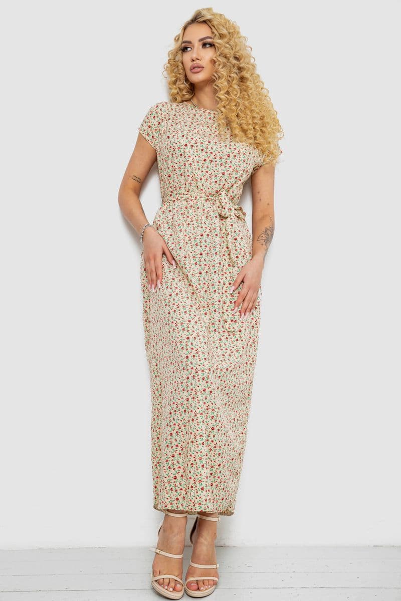 Сукня з принтом софт, колір бежево-червоний, 214R0228-2 - зображення 1