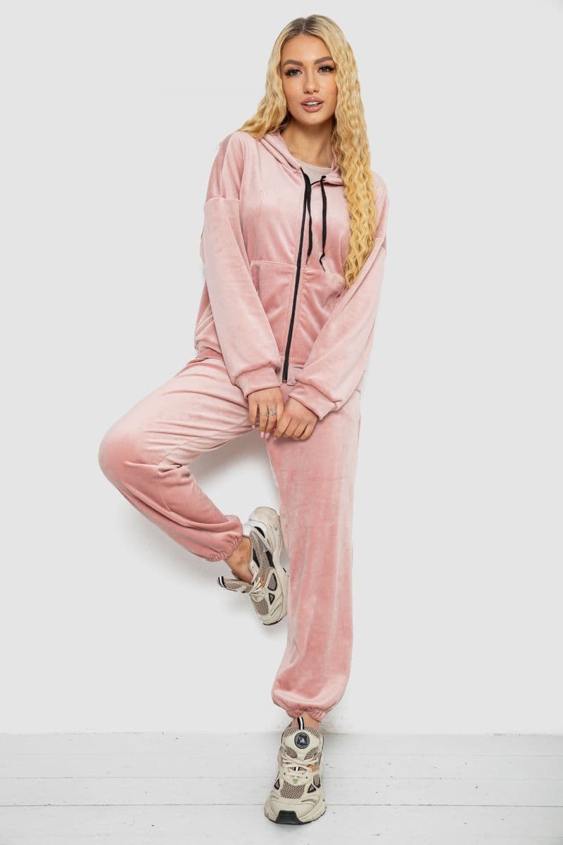 Спортивний костюм жіночий велюровий, колір пудровий, 238R107 - зображення 1