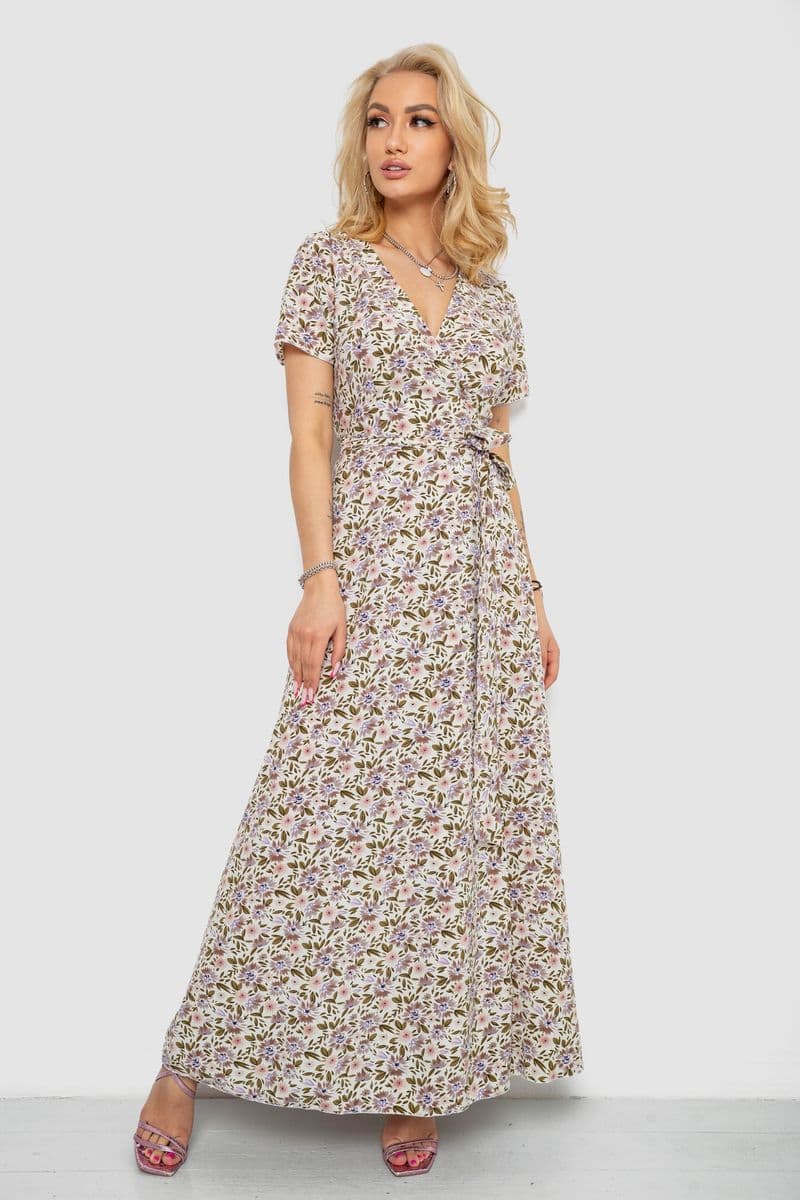 Сарафан з квітковим принтом, колір молочно-бежевий, 241R179 - зображення 1
