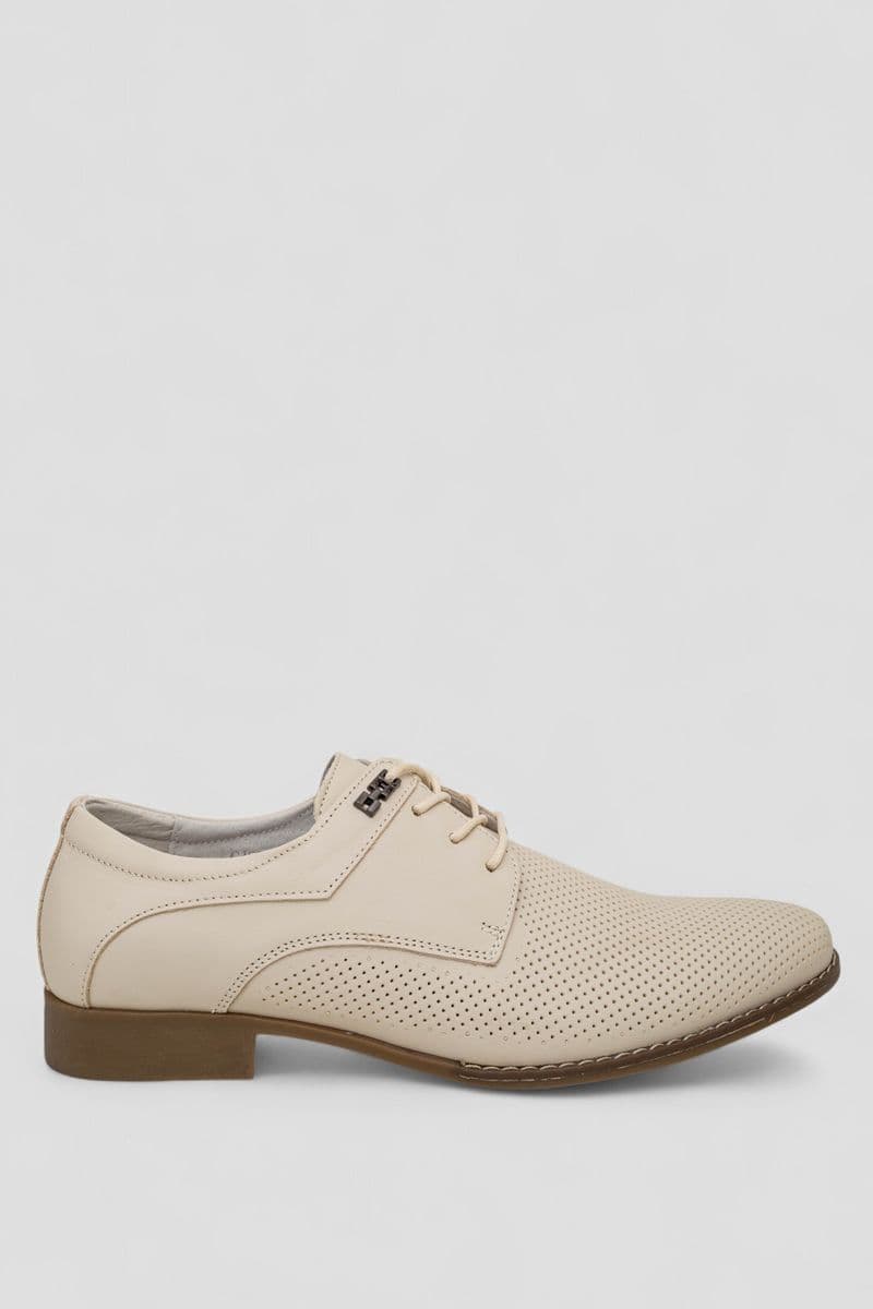 Туфлі чоловічі з перфорацією, колір бежевий, 243RC1592 - зображення 1