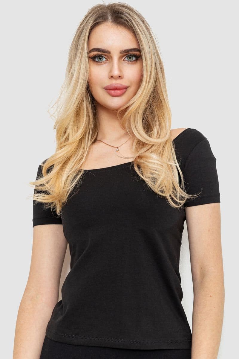 Футболка жіноча, колір чорний, 244R027 - зображення 1