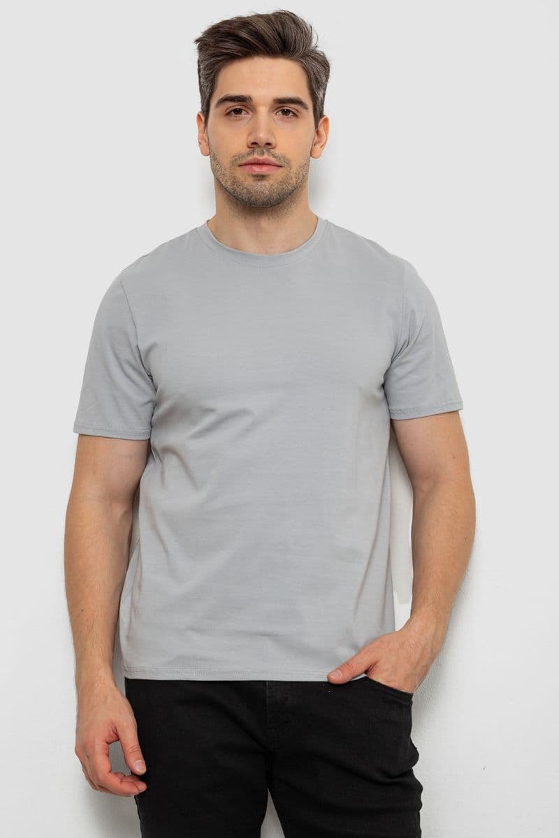 Футболка чоловіча однотонна, колір світло-сірий, 238R155 - зображення 1