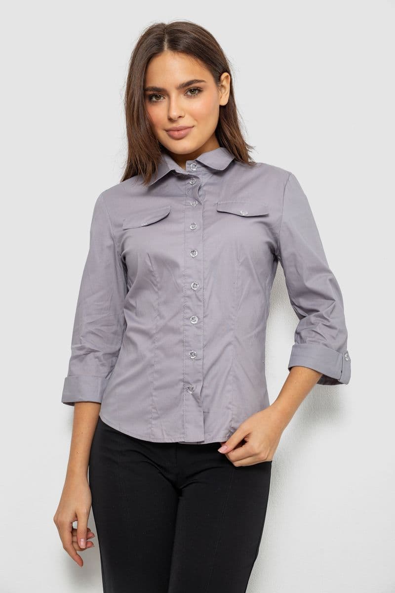 Сорочка жіноча однотонна, колір сірий, 230R068-7 - зображення 1