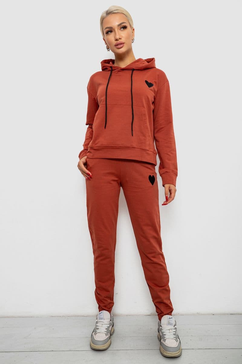 Спортивний костюм жіночий двонитка, колір теракотовий, 214R1419-004 - зображення 1