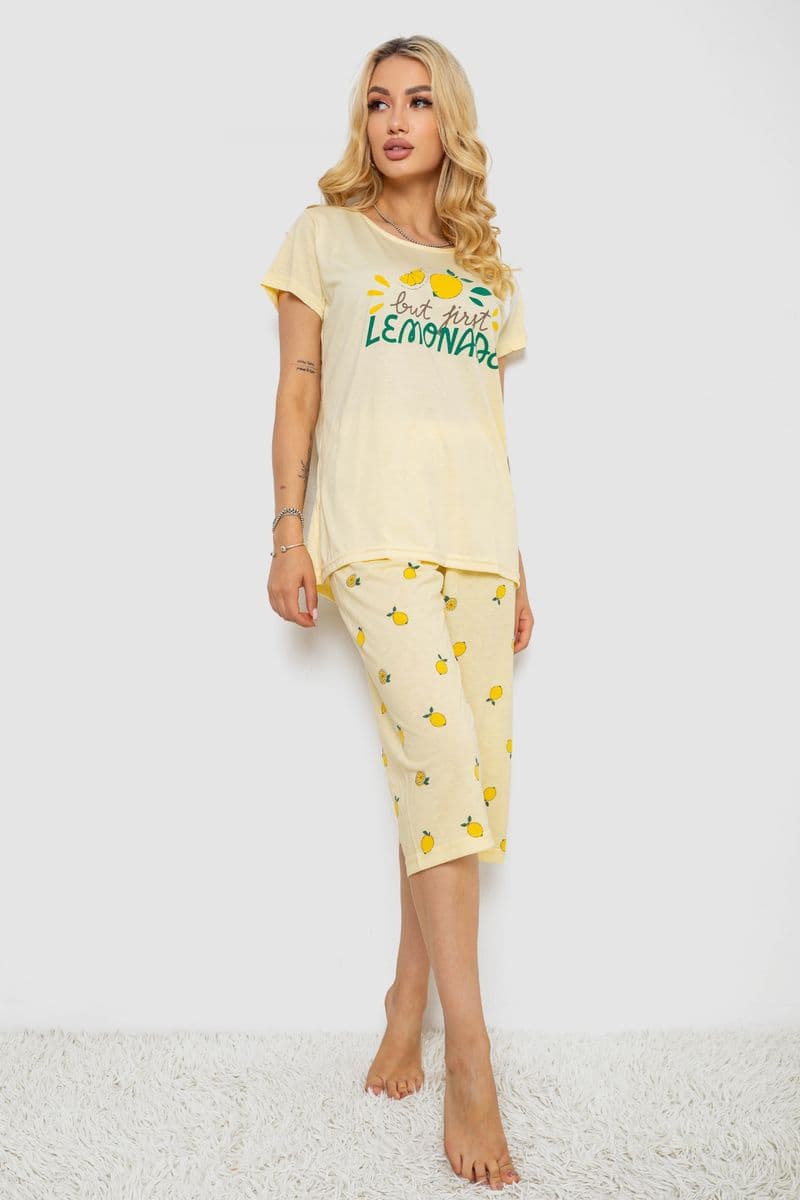 Піжама жіноча з принтом, колір жовтий, 243R7054 - зображення 1