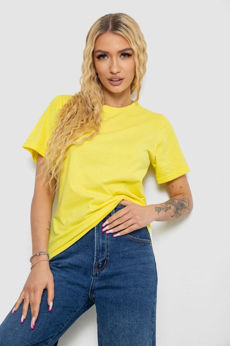 Футболка жіноча однотонна, колір жовтий, 238R111 - зображення 1