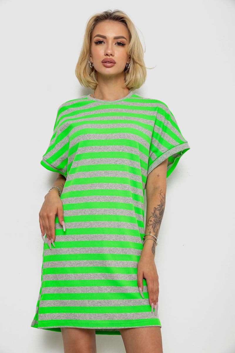 Туніка в смужку, колір салатовий, 238R801 - зображення 1