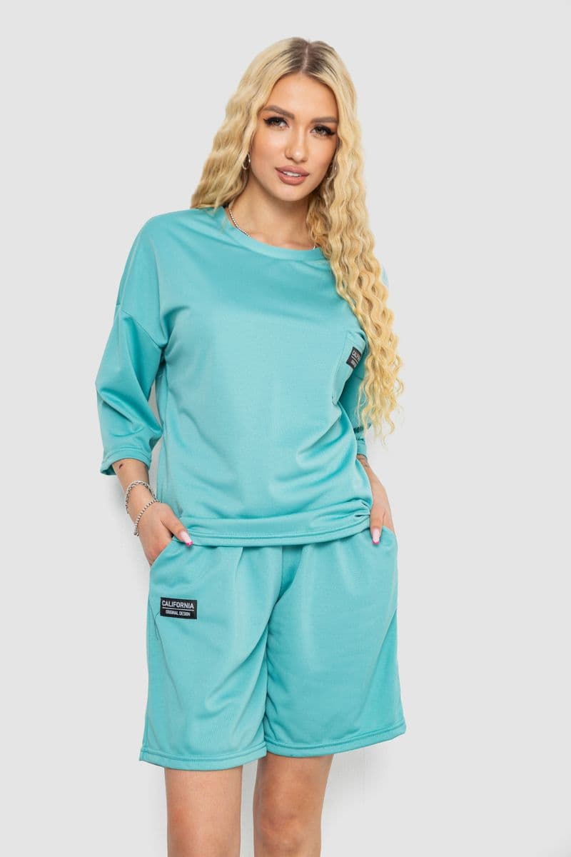 Костюм жіночий однотонний, колір оливковий, 238R116 - зображення 1