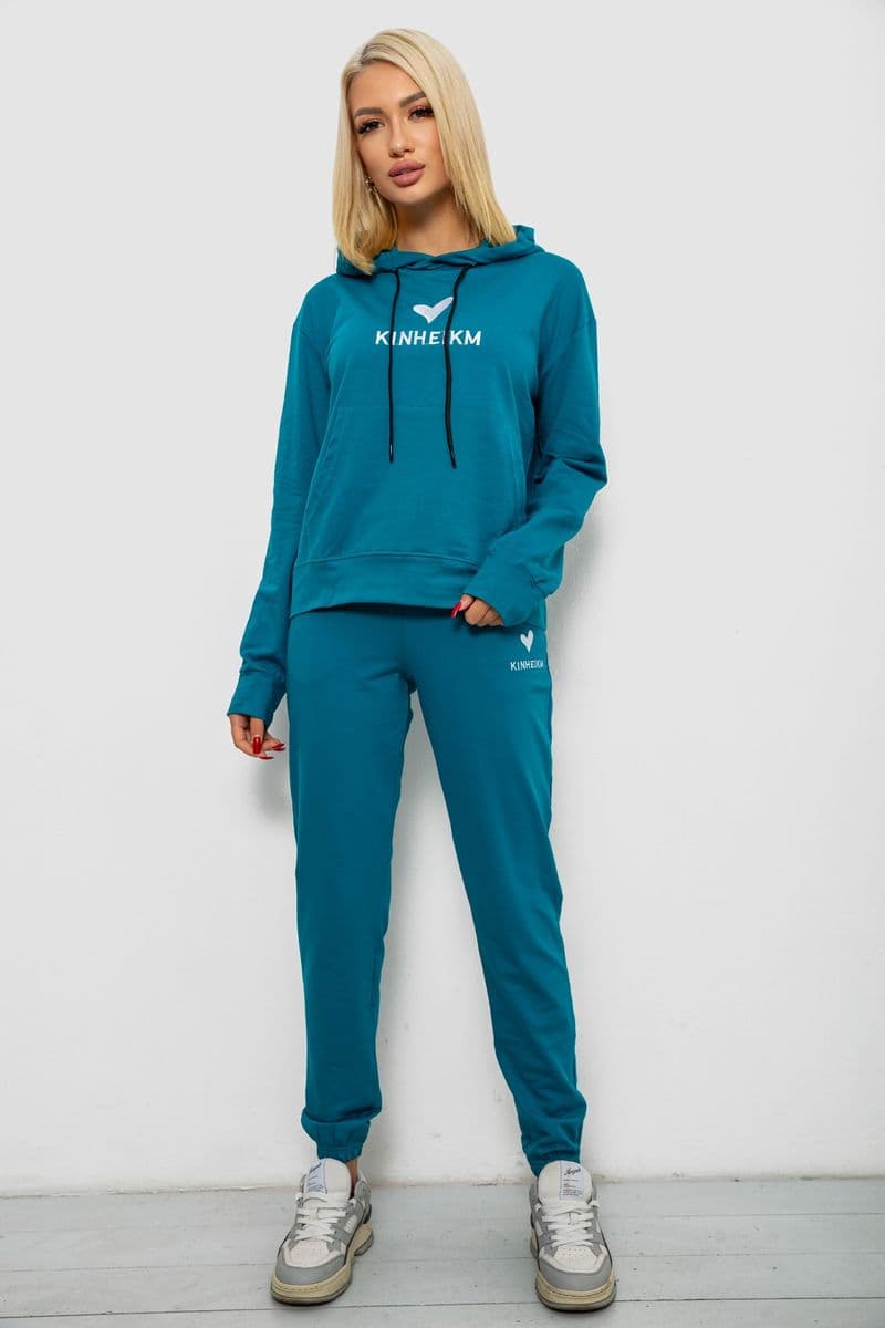 Спортивний костюм жіночий двонитка, колір бірюзовий, 214R1419-007 - зображення 1