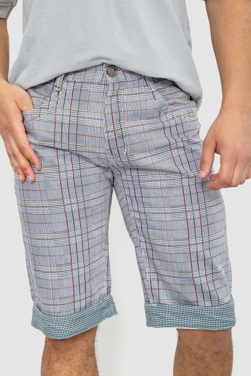 Шорти чоловічі в клітинку, колір сірий, 244R31-222 - зображення 1