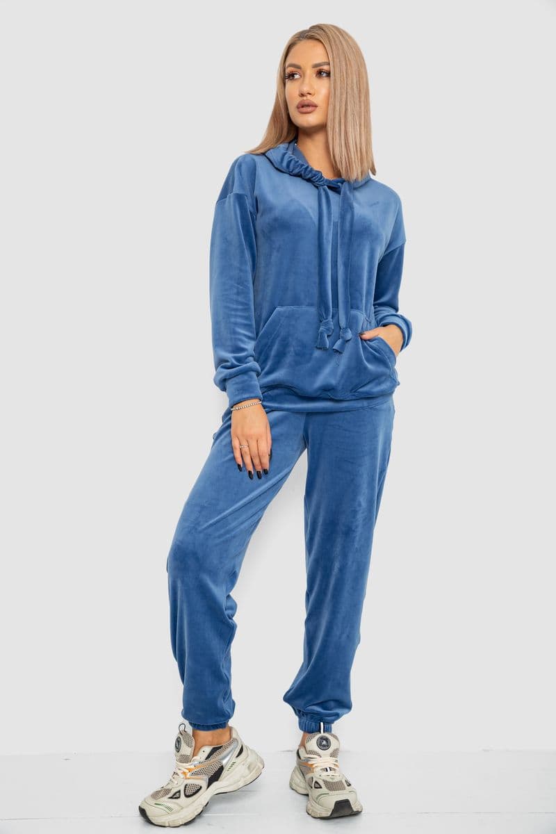 Спорт костюм жіночий велюровий, колір джинс, 241R060 - зображення 1