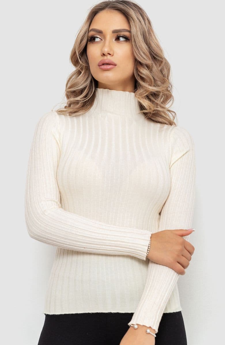 Гольф жіночий однотонний, колір кремовий, 204R040 - зображення 1