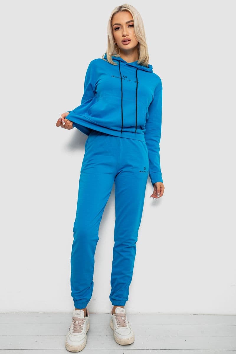 Спортивний костюм жіночий двонитка, колір джинс, 214R1419-002 - зображення 1