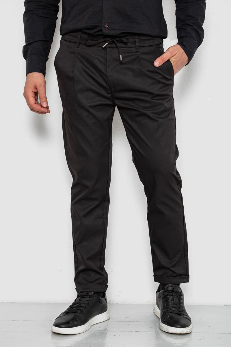 Штани чоловічі класичні однотонні, колір чорний, 157RU02-012 - зображення 1