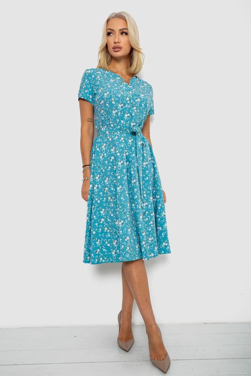 Сукня софт з принтом, колір бірюзовий, 230R1111 - зображення 1