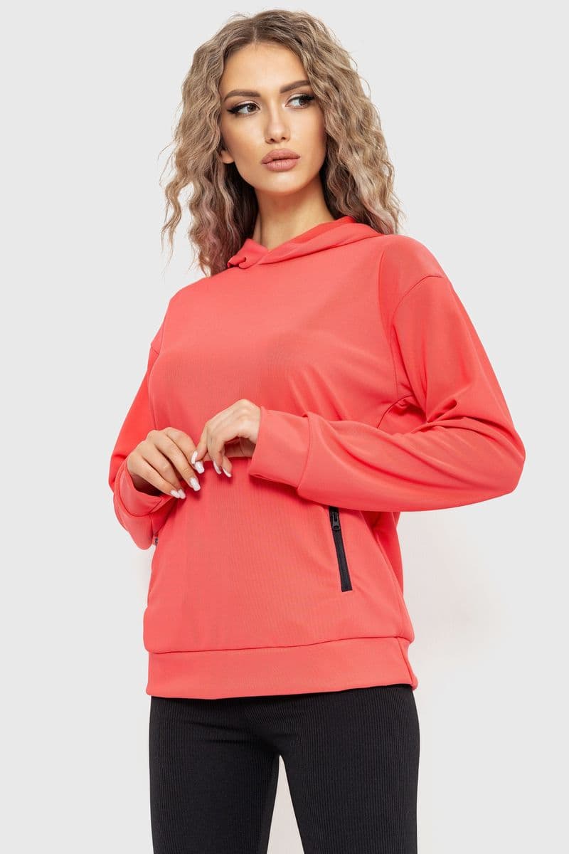 Худі жіночий з капюшоном, колір кораловий, 182R8030 - зображення 1