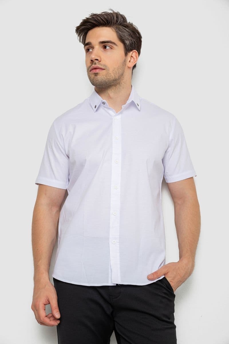 Сорочка чоловіча однотонна, колір білий, 214R830 - зображення 1